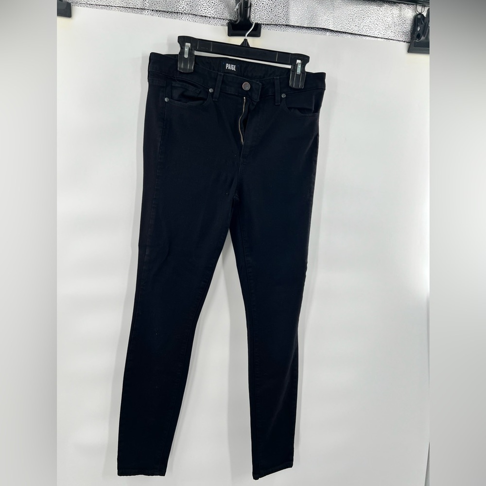 Paige black hoxton ultra skinny black shadow pants trousers size 31